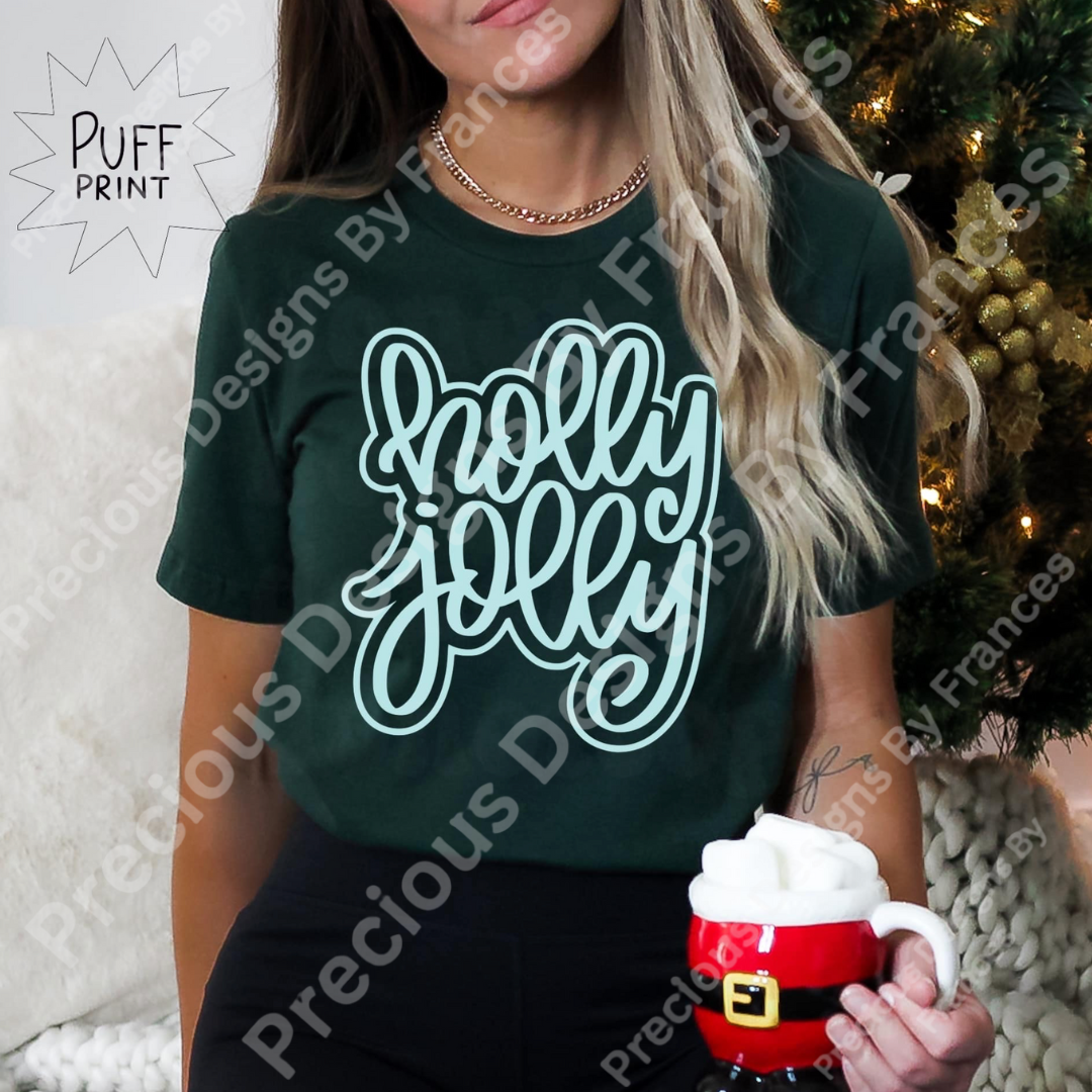 Holly Jolly Mint (Puff Print) Neck Sweater