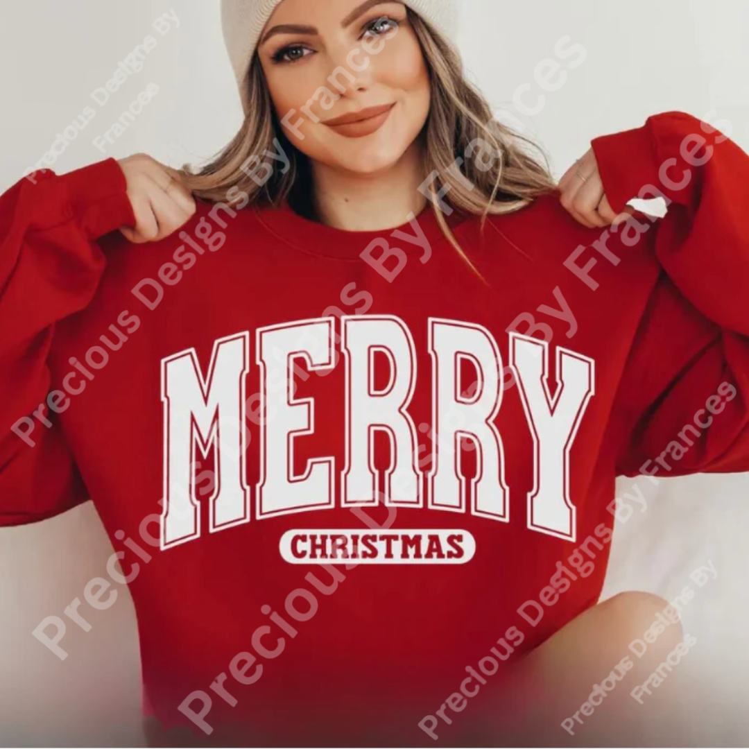 Merry Christmas Varsity Neck Sweater